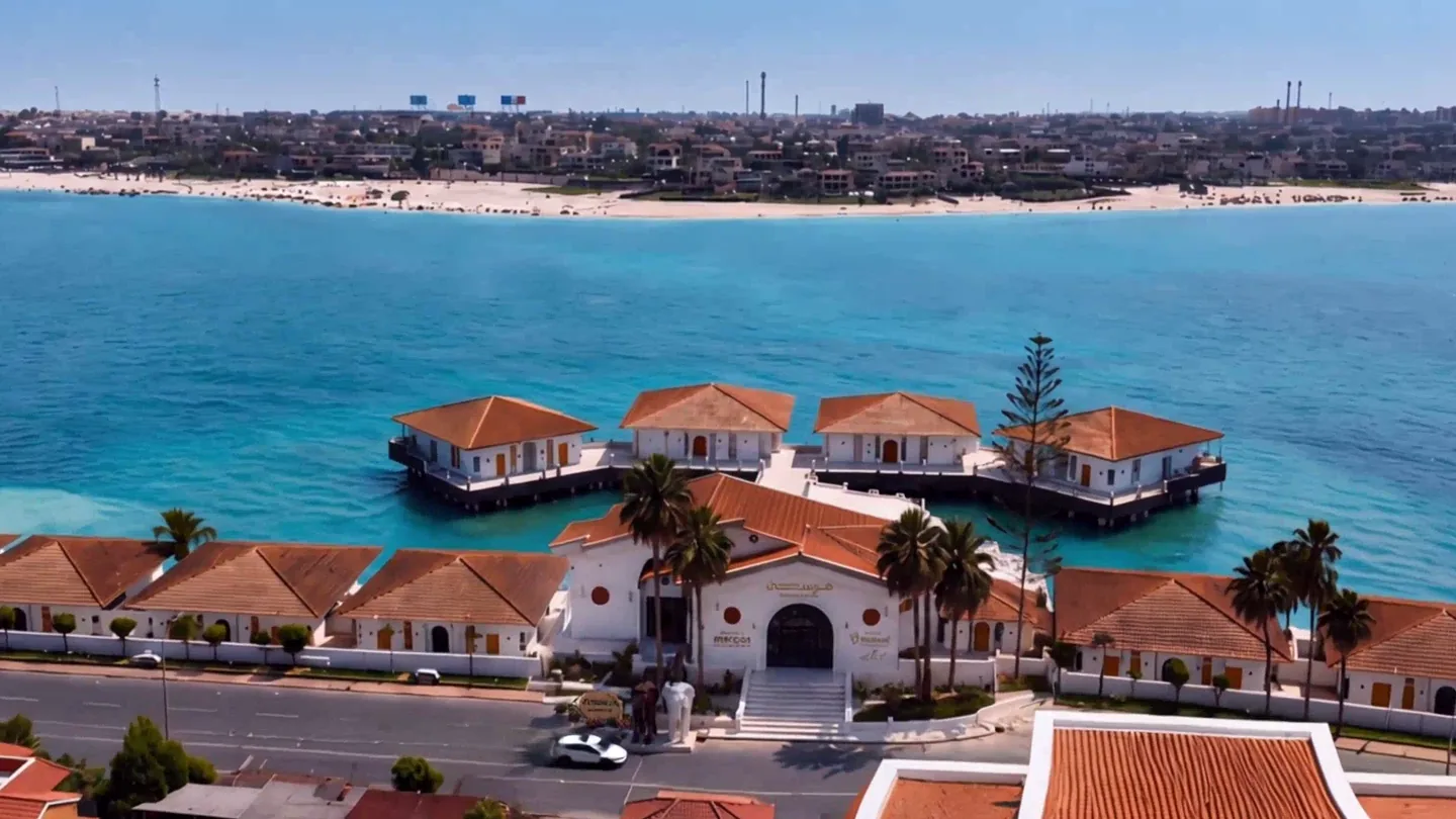 Marsa Marina 5 on Ministers' Peninsula, with the shoreline and the bay of Marina 5 beyond it