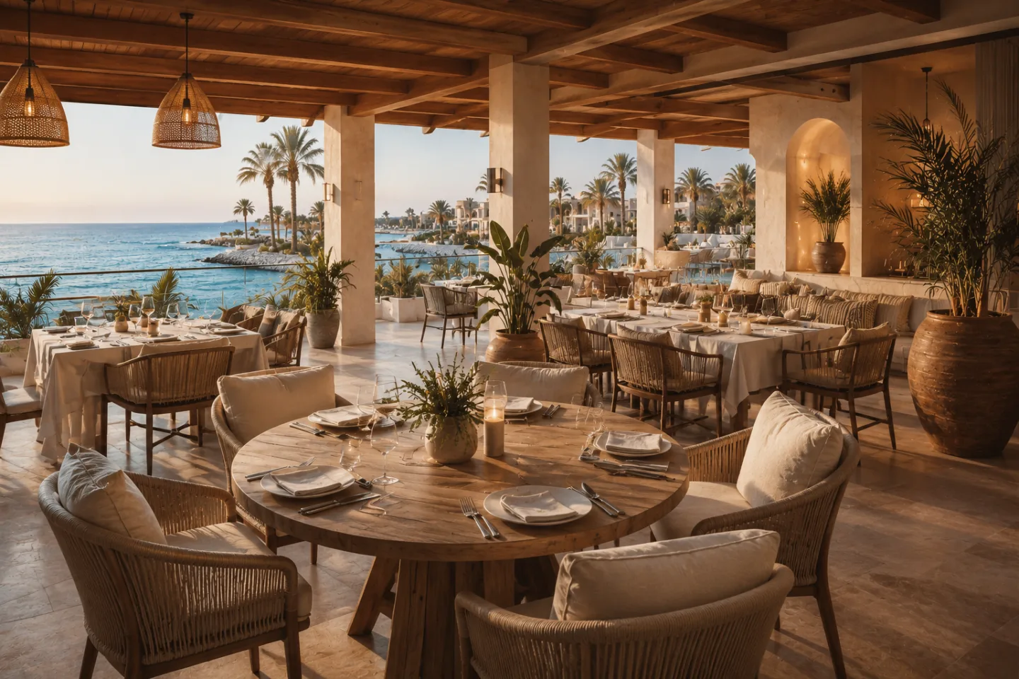 Argyle at MARSA Marina 5, a covered dining terrace looking onto the water